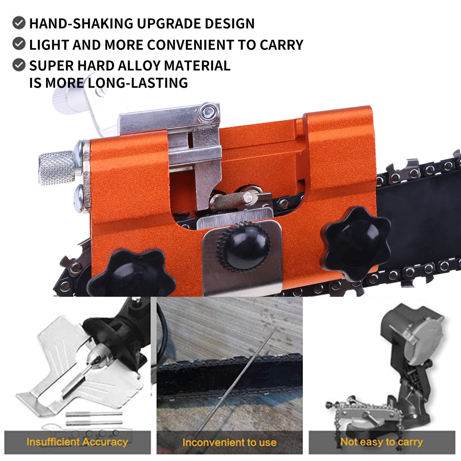 Etersec Chainsaw Sharpener Electric Sharpening Jig Set Equipped With Glove Brush Head Grinding Head Suitable for All Kinds of Chain, for Electric Saw