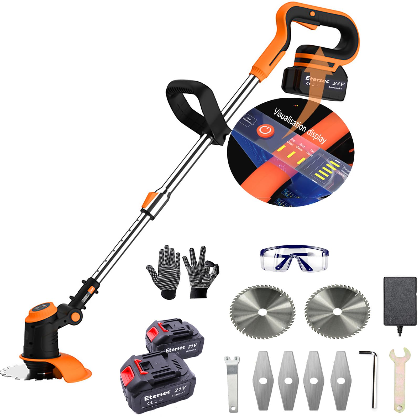 Cordless Handheld Retractable Electric Weed Wacker Home String Trimmers with Portable Batteries And Blades And Accessories